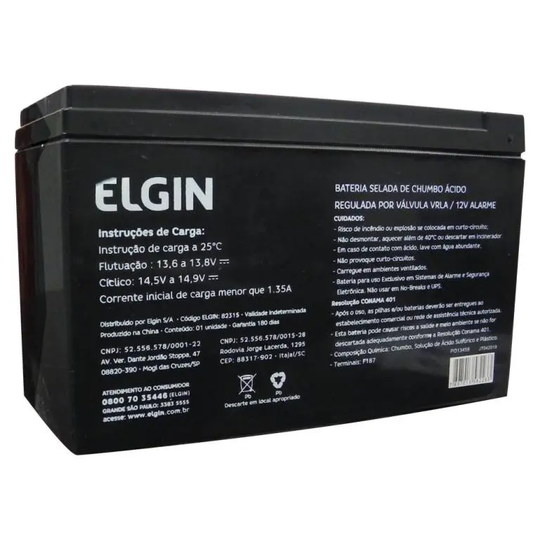 Bateria Selada 12V 7A - Elgin